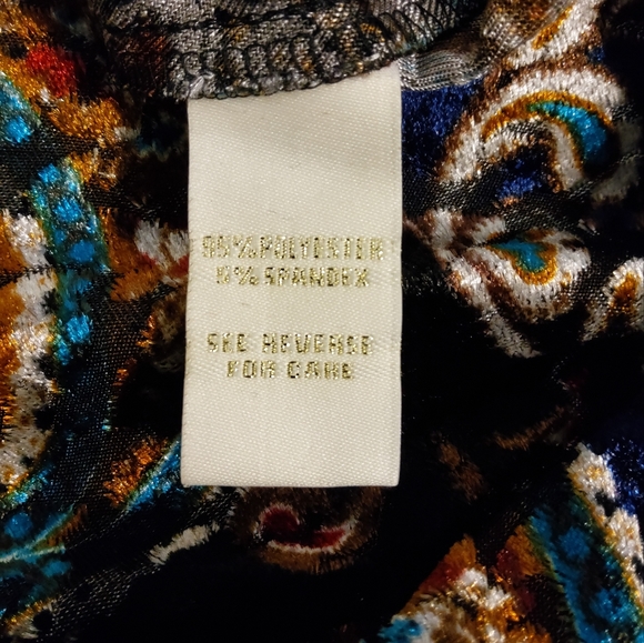 NWT!Prelude 1X Velvet Coffee Paisley/Floral Flared Sleeve Shift Dress Scoopneck - Picture 10 of 10